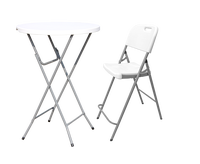 Table de bar ronde pliable en HDPE blanc commercial, légère, pour extérieur, hôtel, banquet, 110 cm
