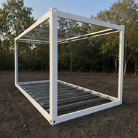 Serre en verre préfabriquée, pièce de jardin modulaire avec structure en acier et murs vitrés pour usage extérieur