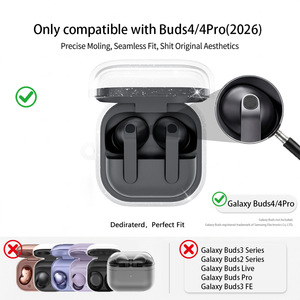 Funda Protectora Transparente con Lentejuelas para Auriculares Inalámbricos <span class=keywords><strong>Samsung</strong></span> Buds 4 Pro, TPU Anti-Caídas para Estuche de Auriculares <span class=keywords><strong>Samsung</strong></span> Buds 4 - Product Image 2