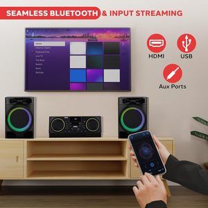 Pyle Mini Sistema Estéreo Reproducción de CD/DVD/MP3 USB Dual y para Grabación Bluetooth Altavoces USB Dual Reproductor de Karaoke Negro - Product Image 2