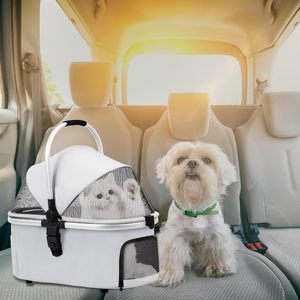 <span class=keywords><strong>Poussette</strong></span> pour animaux de compagnie pour chiens et chats de petite/moyenne taille, design pliable à 4 roues, panier de rangement amovible, tapis pour animaux de compagnie, compatible avec le siège auto - Product Image 5
