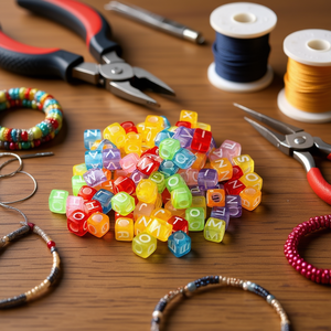 Cuentas de letras Ilan de 6x6 mm, colores transparentes, 17 g, para la fabricación de joyas - Product Image 3