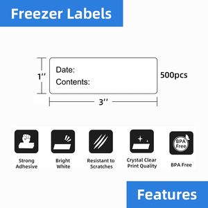 500 Adet 1x3 Yazılabilir Çevre Dostu Isıya Dayanıklı Yağa Dayanıklı Çıkarılabilir Su Geçirmez Kağıt Dondurucu Etiketleri Güçlü Yapışkanlı Snack No - Product Image 2
