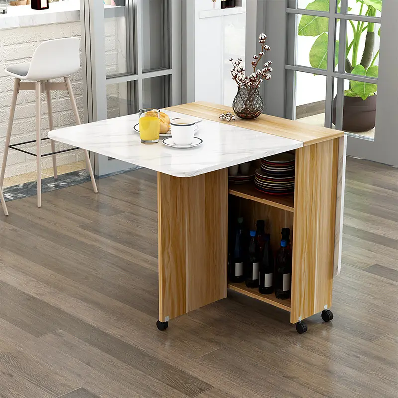 Modern Minimalist Wooden Furniture Of Small Apartment Chair And Space-Saving Folding Wooden Dining Table Set