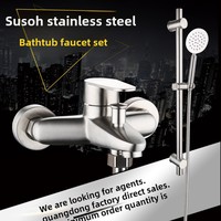 Robinet de douche et baignoire monocommande en acier inoxydable 304, finition brossée, mitigeur céramique chaud/froid, design moderne, doux, directement de l'usine