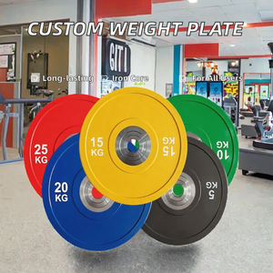 Plaques de poids de musculation <span class=keywords><strong>en</strong></span> caoutchouc avec logo personnalisé, compétition, 5 kg, durables, noires, entraînement physique, <span class=keywords><strong>fonte</strong></span> - Product Image 2