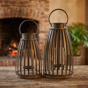 Lanterne verticale en métal noir moderne et élégante, lanterne en fer forgé, porte-bougie pour la décoration de la maison - Product Image 4