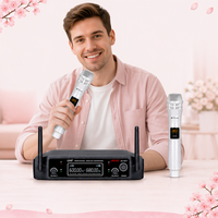 Système de microphone sans fil UHF portable de haute qualité JU-827-3 pour fêtes à domicile, équipement de karaoké, microphone vocal professionnel