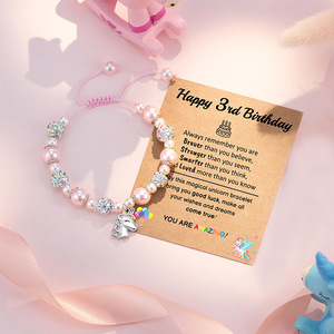 Pulsera de Diamantes con Incrustaciones de Perlas Rosas y Diamantes de Imitación, Diseño de Unicornio para Parejas, Precio de Fábrica - Product Image 3