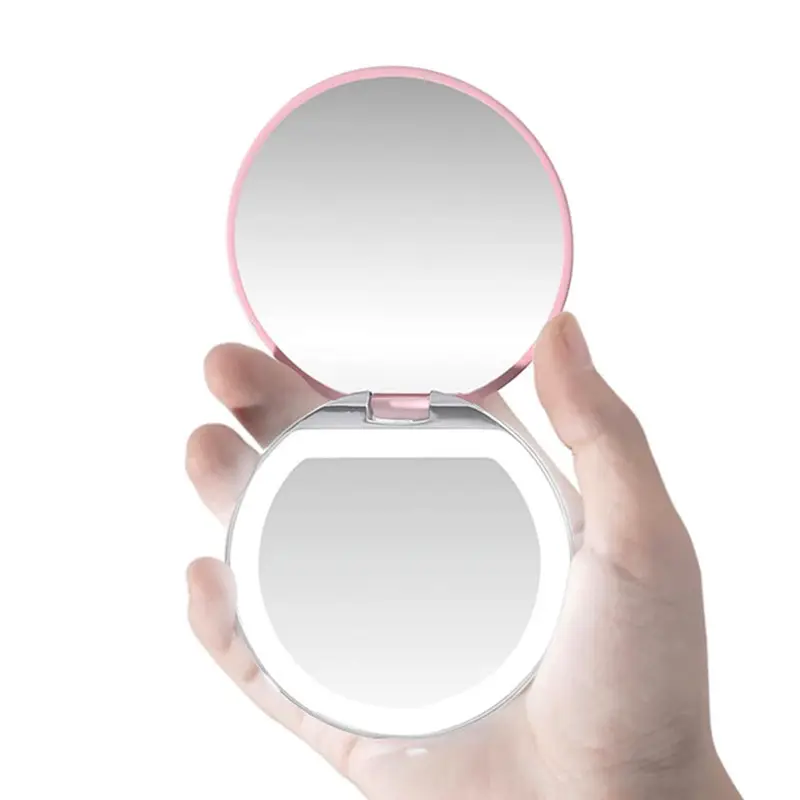 Mini espelho de maquiagem com usb, estilo imperdível, espelho de maquiagem com 3 níveis de brilho, led, ampliação de 3x, imperdível