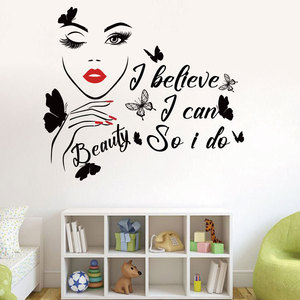 Adesivi da parete per salone di <span class=keywords><strong>bellezza</strong></span> con scritta scritta con labbra rosse - Product Image 1