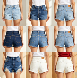 Shorts in denim vintage strappati con frange da donna, casual, stile coreano, taglie forti, estivi, oversize, per ragazza, all'ingrosso - Product Image 2