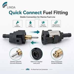 Conector Rápido de Línea de Combustible para Motor Fuera de Borda, de Aluminio Negro, Duradero, para Motores Marinos Yamaha de 2 Tiempos y 2 Cilindros - Product Image 4