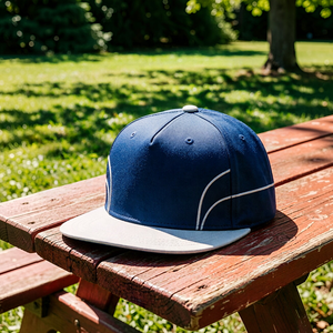 Casquette de baseball sportive bleu marine 100% coton à visière plate réglable unisexe pour le streetwear et les activités de plein air - Product Image 2