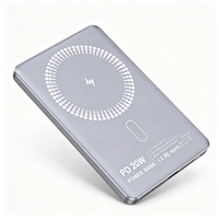 Chargeur portable 5000mAh, alliage d'aluminium fin 8,5 mm, PD20W Type-C, batterie externe magnétique sans fil