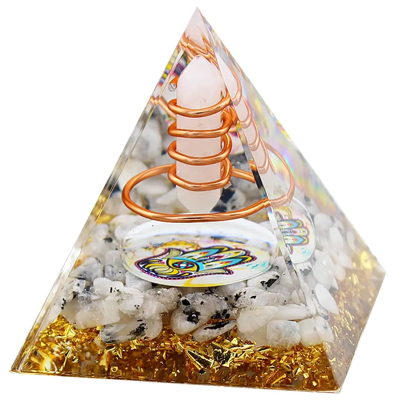 ปิรามิดคริสตัลสีขาวดีไซน์ใหม่ของขวัญพีระมิด orgone พลังเรกิของขวัญ