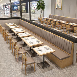Conjunto de Mesa y Sillas de Lujo para Restaurante, Cafetería y Hotel, con Banca de Piel y Mármol para Uso Comercial - Product Image 1