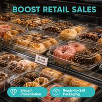 Conteneur en plastique PET transparent de qualité alimentaire avec joint hermétique, boîte jetable pour pain et pâtisserie, taille personnalisée disponible