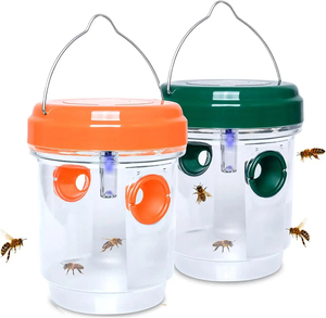 Trampas para Abejas Reutilizables con Energía Solar, Trampa para Avispas Colgante para Exteriores con Luz LED UV, Mata Insectos Voladores, Mata Abejas para Interiores y Exteriores - Product Image 2