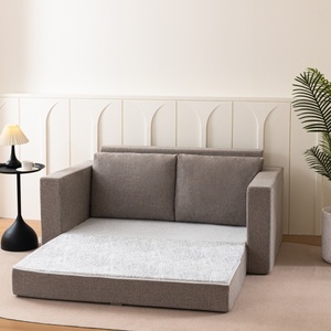 Divano Letto <span class=keywords><strong>Moderno</strong></span> Nordico Monoposto per <span class=keywords><strong>Soggiorno</strong></span>, Chaise Longue Comprimibile Sottovuoto in Corduroy Grigio Senza Struttura - Product Image 2