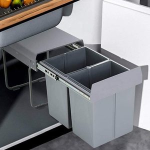 Wholesale Modern <strong>Double</strong> Trash <strong>Bin</strong> <strong>for</strong> <strong>Kitchen</strong> Custom Built-in with Telescopic Rails Convenient Drawer Baskets Storage - Product Image 3