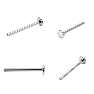 Clous de lèvre en titane ASTM-F136, accessoires basiques à fond plat pour l'oreille, bijoux de piercing corporel à filetage interne, tendance pour mariage - Product Image 3