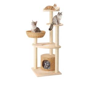 Bestseller: Centro di Intrattenimento Tutto-in-Uno per Gatti con Palo in Sisal e Amaca in Peluche - Product Image 1
