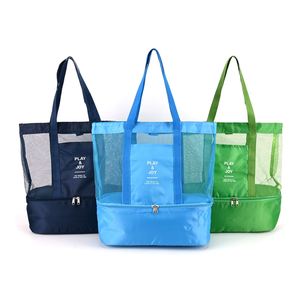 Wholesale Customized Fashion Eco Friendly Zipper Closure <b>Bag</b> Travel Beach Shopping Polyester Mesh Tote <b>Bags</b> with Logo Printing - Product Image 4