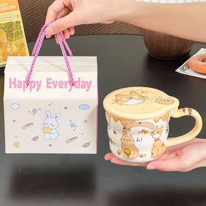 Taza de Café de Cerámica con Tapa, Diseño de Gato Adorable, Taza de Porcelana para Leche, Agua y Bebidas, Regalo de Cumpleaños al por Mayor para Amigos - Product Image 5