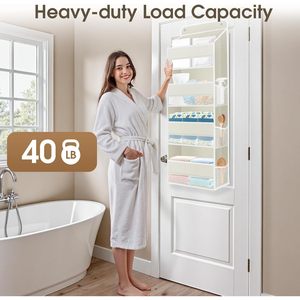 Organizador para colgar sobre la puerta con 10 compartimentos y ventana transparente para usar en el armario, baño o dormitorio. - Product Image 5