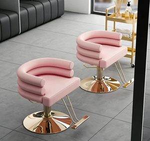 Muebles Modernos para Salón de Belleza, Silla de Estilismo Pequeña con Base Dorada y Tapicería de Cuero PU Marrón, Silla de Barbería Giratoria de Lujo para Mujeres, para Sala de Estar - Product Image 5