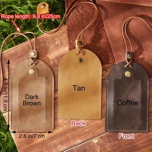 Étiquettes de bagages personnalisées en cuir pleine fleur avec gravure de nom et couvercle de confidentialité - Product Image 3