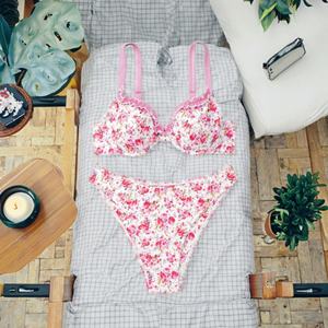 Conjunto de Bikini de 2 Piezas Estilo Simple y Dulce, Trajes de Baño Sexys para Mujer, Spandex/Poliéster de Secado Rápido, Sujetador Push-Up con Tirantes en V - Product Image 1