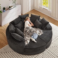 78-Zoll Ergonomischer Übergroßer Chaiselongue-Sessel, Konvertierbares Klappsofa-Bett mit Kissenrücken, Flauschiger Cord, Knochenloser Memory-Schaum