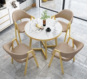 4 Seater Dining <strong>Table</strong> and Chairs Set Cotton Linen Cushion Curved Dining Chair Employee <strong>Canteen</strong> Dining <strong>Table</strong> and Chairs - Product Image 6