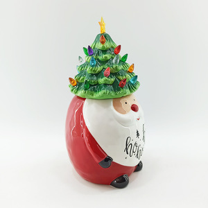 โถใส่คุกกี้เรซิ่นรูปซานตาคลอส ฝาปิดรูปต้นคริสต์มาสพร้อมไฟ LED โถเก็บอาหารในครัวแบบสุญญากาศ สำหรับตกแต่งงานปาร์ตี้วันหยุด - Product Image 4