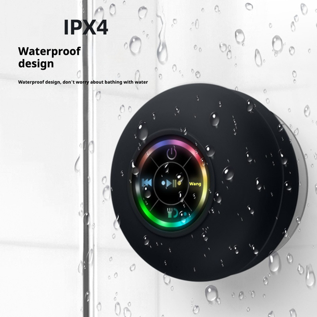 Hot Selling Portable Mini Waterproof Suction Cup BT 5.0 Speaker LED Colorful Light Shower Wireless Speaker
