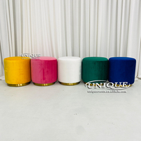 Pouf moderne de luxe pour l'intérieur de la maison et de l'hôtel avec siège rembourré en velours et tabouret de rangement à base de métal pour la chambre à coucher