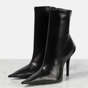 Big Size 44 Sexy Side Zipper Slim Heels Women Pointy Toe Ankle Boots High-Heeled Stiletto <b>Shoes</b> Short - Product Image 3