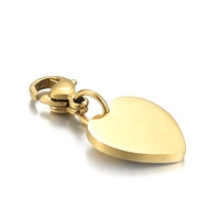 Breloque personnalisée en acier inoxydable Yiwu Aceon pour la fabrication de bijoux, avec logo gravé au laser en forme de cœur doré, étiquette nominative