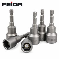 FEIDA Embout de tournevis à douille hexagonale magnétique puissant 48 mm, adaptateur de douille Cr-V 6-13 mm, tige hexagonale 1/4 pouce pour perceuse électrique