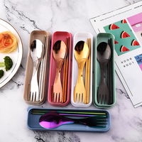Vente chaude Coloré Multifonctionnel Camping Ustensiles En Acier Inoxydable Vaisselle Cuillère Fourchette
