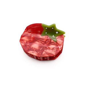 Tomate rojo fruta diseñador garra clip estrella verde incrustado diamantes acetato pelo garra personalizada al por mayor accesorios para el cabello Niña - Product Image 1