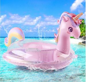 Vente en gros de nouveaux anneaux gonflables en PVC de style licorne rose, accessoires pour piscine, logo personnalisé - Product Image 2