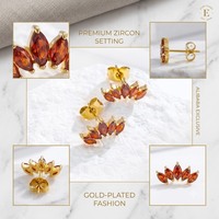 Boucles d'oreilles clous en acier inoxydable plaqué or PVD 18 carats, serties de zircons cubiques marquise incurvés, bijoux de piercing colorés en cristal en grappe, vente en gros