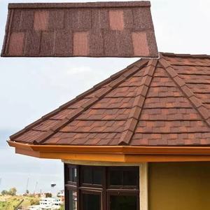 Tuiles de toiture en métal revêtues de pierre Bond, modernes, résistantes à la chaleur, installation facile, en acier et aluminium, étanches, émaillées unies pour la construction - Product Image 2