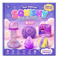 Lot de jouets Squishy en gros, série violette, 6 pièces, méduse et coquillage, jouet anti-stress à rebond lent, 700g, unisexe