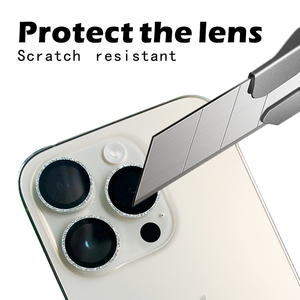 Kaca Film Pelindung Lensa Kamera Belakang iPhone 15 Promax Flash Diamond Mobile Phone Lens Tempered Glass Film dengan Berlian - Product Image 6