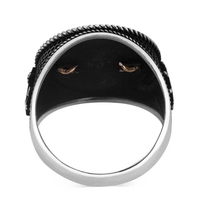 ZYO-bijoux fins en argent Sterling 925 pour hommes, boussole noire avec ancre et casque, bague en or plaqué or 18K