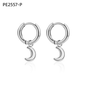 Amy Amy Hoop <b>Earrings</b> Silver Plated <b>Moon</b> Shape Women's Fashion Jewelry Gift - Product Image 1